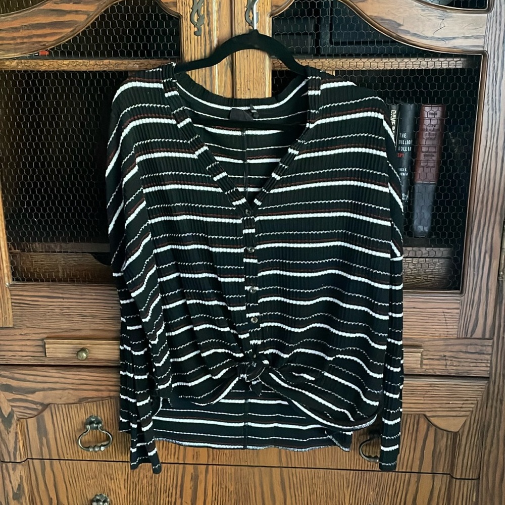 Stripped Sweater with tie front size medium